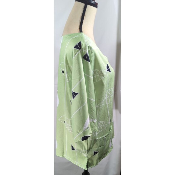 Miss look Blouse Fish Print Short Sleeve Pocket Detail Womans Size XL - Picture 11 of 16